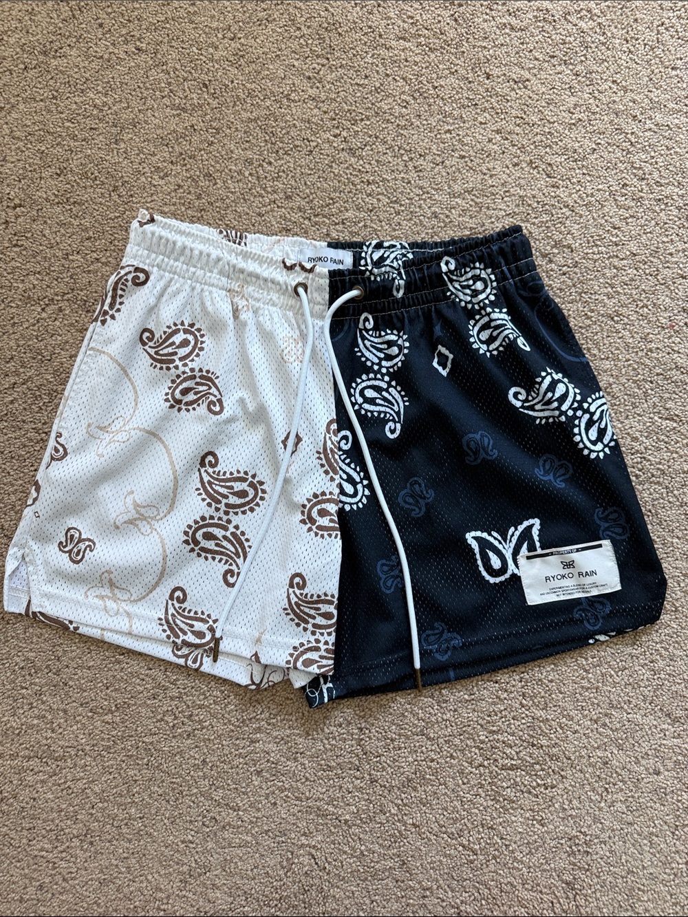 Ryoko Rain Two-Tone Black & White Athletic Shorts